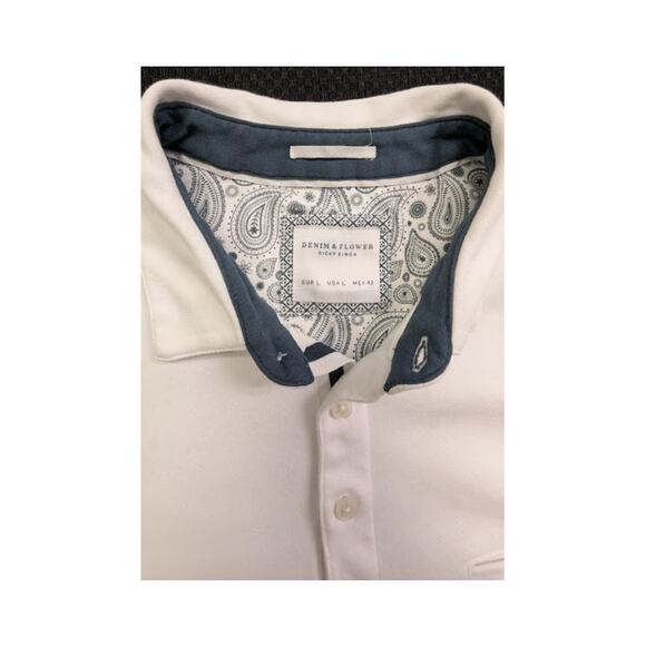 Denim & Flower Ricky Singh Shirt Large Slim Fit Short Sleeve Button Up Cotton - Picture 5 of 7